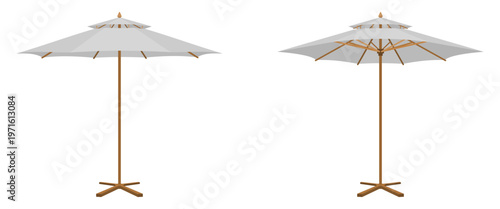 outdoor parasol, wooden parasol vector illustration isolated on white background.