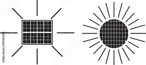 Minimalist black line art corner frame border design vector illustration solar pannel
