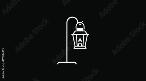 Minimalist Outline of a Lantern with Burning Flame