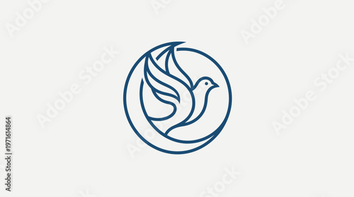 Minimalist Dove Symbol of Peace in Blue