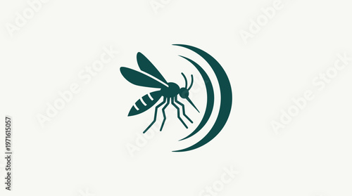 Mosquito Symbol with Flight Trails on White Background