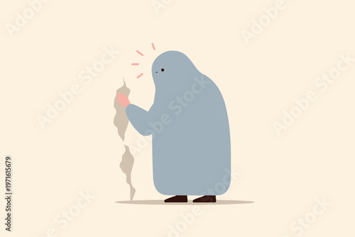 Soft Blue Form Gently Deforms a Rigid Gray Wall