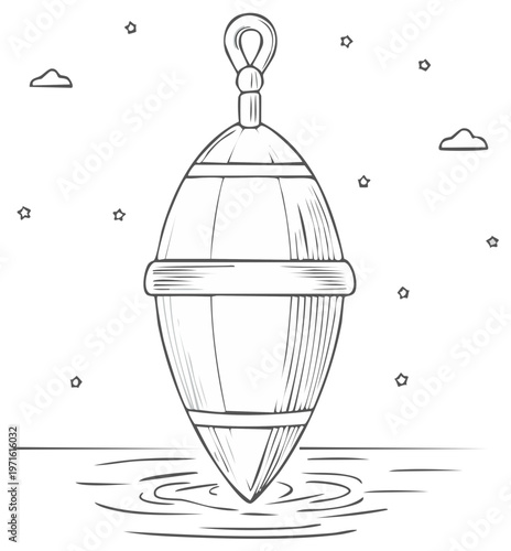 Vintage Buoy Floating on Rippling Water Under a Starry Night Sky