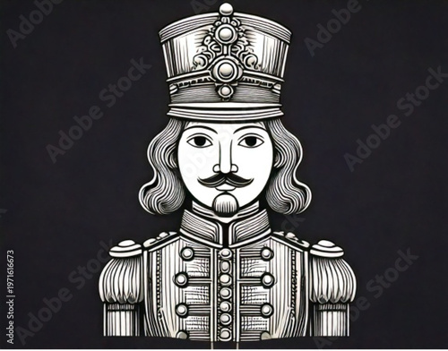 Ornate Nutcracker King Figure Detailed Illustration.