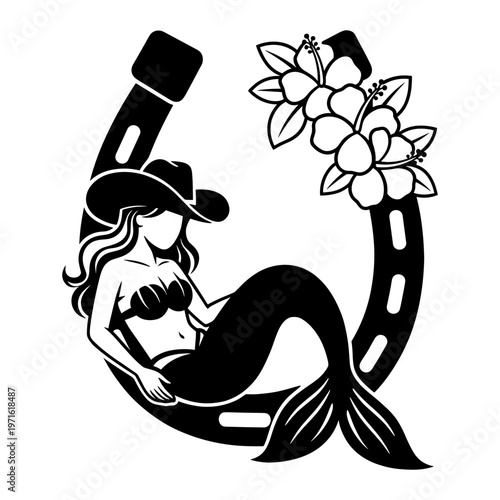 Cowgirl Mermaid in Horseshoe