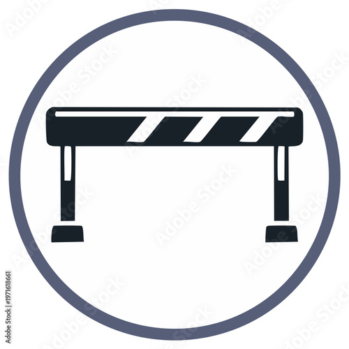 Traffic barrier icon with diagonal warning stripes inside a circle