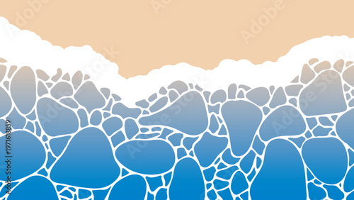 シンプルなビーチの背景装飾イラスト　海　夏　砂浜　波打ち際