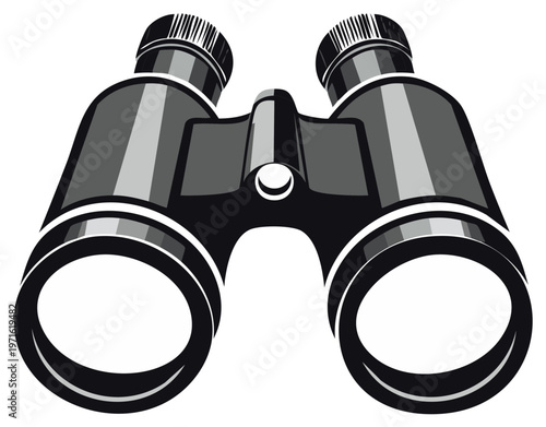 Drawn binoculars telescope search looking eye lens vector illustration optics gadget equipment object view sight explore discovery