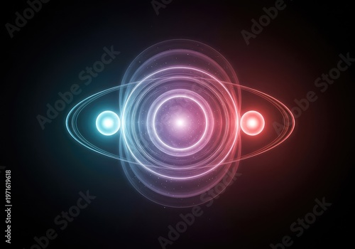 Abstract representation of balanced cosmic forces and peaceful energy flow on a clean background, symbolizing spiritual wellness and calm, digital, calming, design