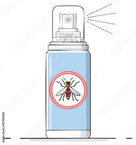 Mosquito repellent spray bottle illustration, vector insecticide sprayer, pest control