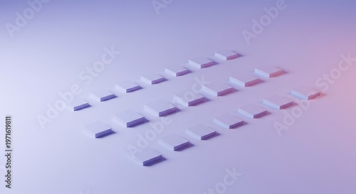 Abstract minimalist pattern featuring a perfect grid of identical shapes on a pure, empty background, suggesting harmony and void, modern, grid, system