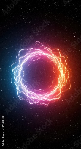 A dynamic digital field showing warping space, intense energy flow, and complex gravitational distortions in deep cosmic colors, singularity, render, dark