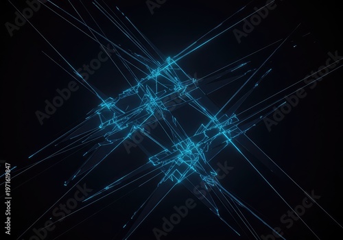 Shattered abstract design background with intersecting sharp lines creating depth and complexity, symbolizing disruption and digital failure, visual, effect, glitch
