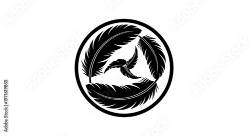 Black and white bird feather logo.