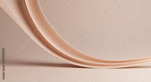 Abstract minimalist design featuring a sweeping, elegant curve shape on a pristine, neutral background suitable for copy space, asymmetry, elegant, geometry