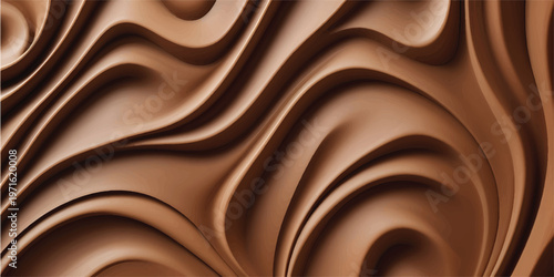 Close-up of beautifully carved wooden surface with wave patterns. The warm tones and intricate textures create a visually appealing abstract artwork