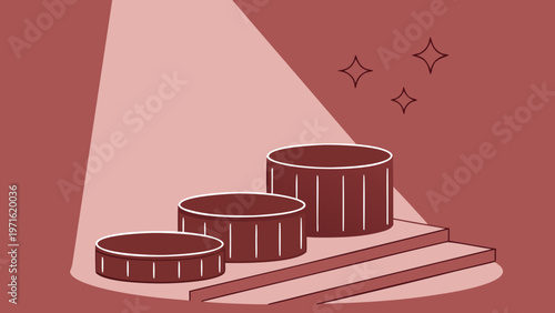 Minimalist illustration of three podiums with a spotlight above them