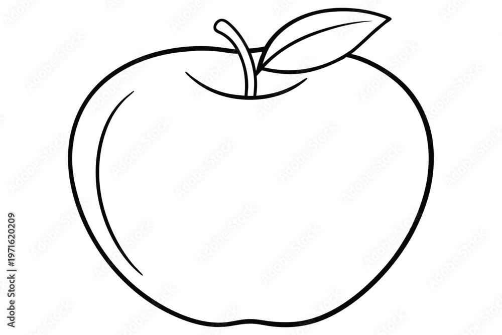 Fototapeta premium apple silhouette line art vector illustration