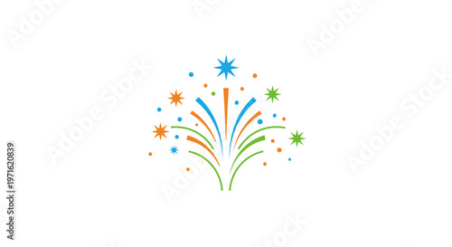 Colorful fireworks displaying starbursts and streaks on a white background