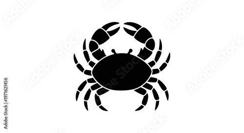 Black Crab Silhouette Icon on Isolated White Background