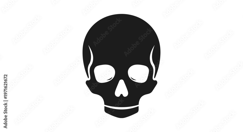 Fototapeta premium Black skull silhouette on white background illustration design element