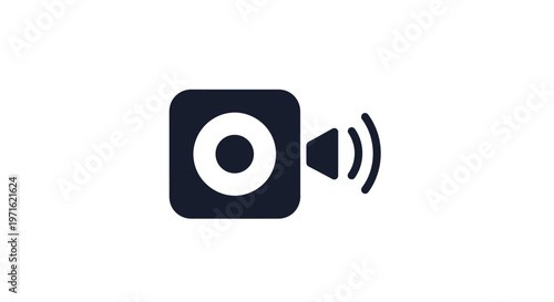 Audio speaker icon on white background for digital media and technology