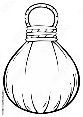 Herbal Compress Drawing for Massage and Spa Treatments Black and White Illustration