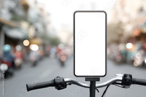 Urban scooter ride with phone mockup