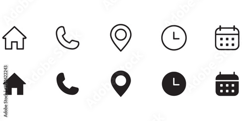 A set of black and white icons for common apps
