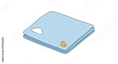 Baby Washcloth Set with Duck and Cloud Design, Soft Blue