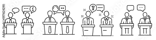 Diverse speakers delivering information and question and answer sessions at a podium