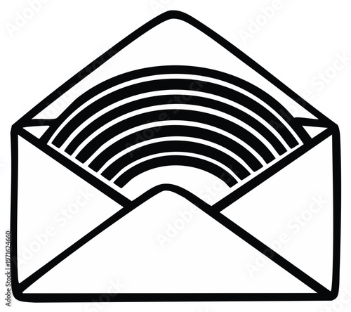 Open envelope with rainbow, sending positive mail, good news in letter, creative design