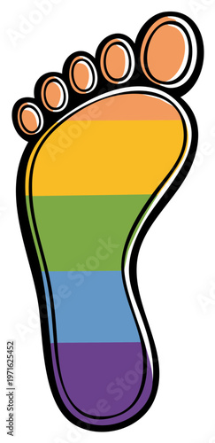 Footprint with Rainbow Stripes Symbolizing LGBTQ+ Pride and Diversity
