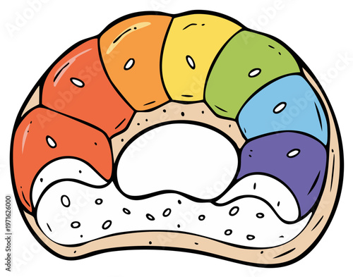 Rainbow Bagel With Cream Cheese and Sprinkles