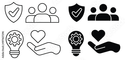 Core values integrity innovation teamwork customer centricity icon vector
