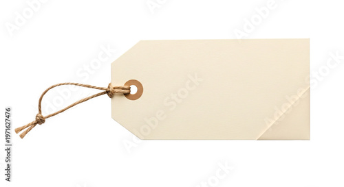 Konstfotografi Blank beige luggage tag with rough string and hole.