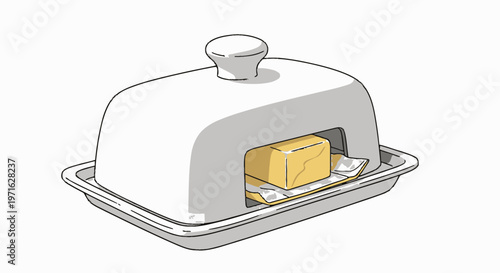 Ceramic Butter Dish with Stick on Tabletop, Kitchenware