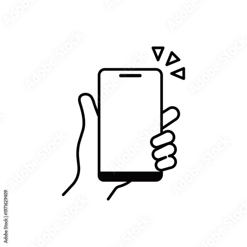 スマホを持つ手アイコン（線画） – シンプル操作UIアイコンシリーズ
