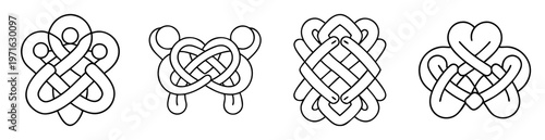 Assorted Celtic knots and knotwork designs on a white background for design purposes