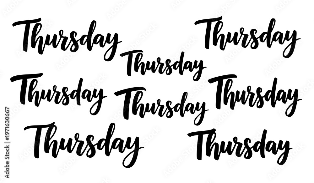 Fototapeta premium Thursday modern brush calligraphy typography set