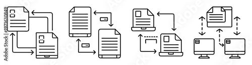 Data exchange between devices with documents, a system of communication, flow