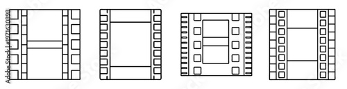 Isolated animation film strip frames outline on white background for graphic design