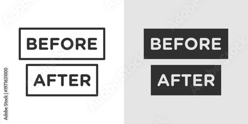 Before After Icon representing comparison, transformation, and visible changes over time, commonly used to show progress, improvements, or results.
