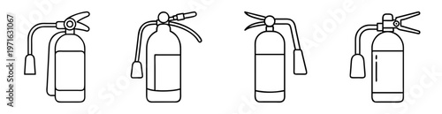 Four different types of fire extinguishers displayed in outline form