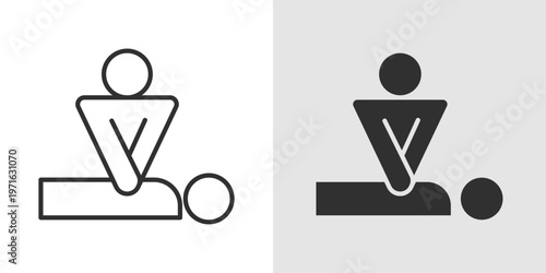 CPR Training Icon representing life-saving education and techniques used to restore breathing and circulation during cardiac emergencies.