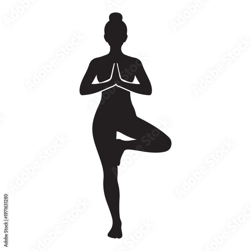 Woman in Tree Pose Yoga Silhouette