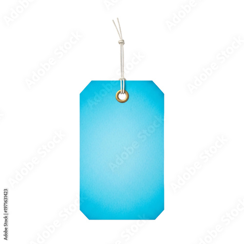 Принти на полотні Light blue paper tag with grommet and string on transparent.