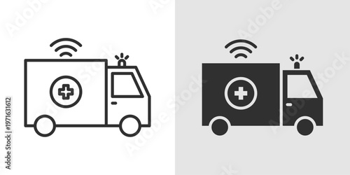 Smart Ambulance Icon epresenting advanced emergency medical services equipped with modern technology, real-time monitoring, and rapid response systems for efficient patient care and transport.