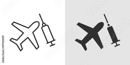 Travel Vaccine Icon representing immunization for safe travel, disease prevention, and protection against infections while visiting different regions or countries.