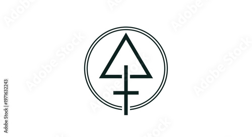 Geometric symbol logo with triangle and cross.